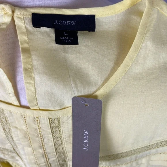 J. Crew Blouse Too Tunic Puff Sleeve Woven Lace Canary Yellow Womens Large NWTs - Picture 7 of 10